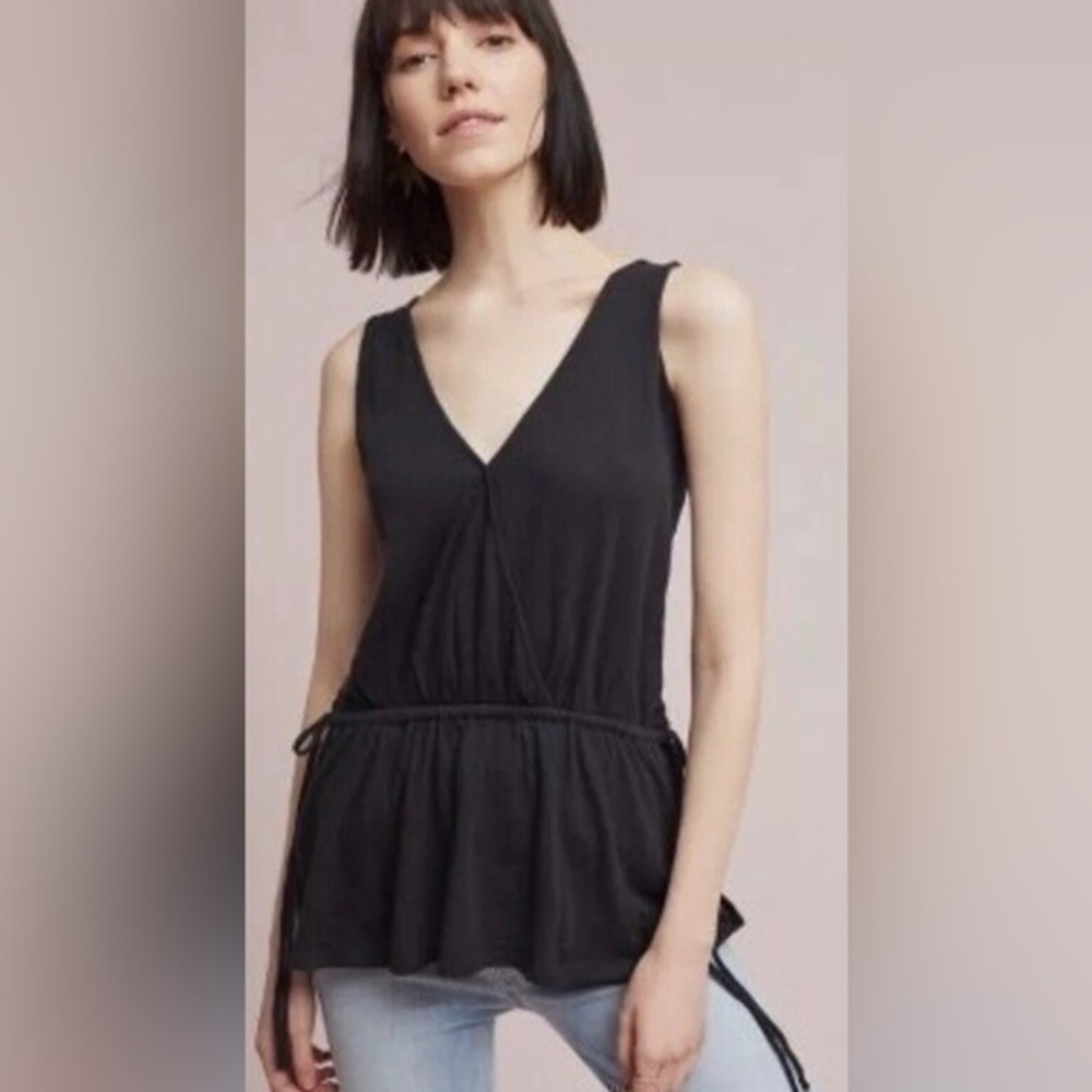 Anthropologie Pure + Good Becka Black Sleeveless Deep Plunge Top size S/M